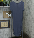 Jessica Simpson Women's Stretch Ruched V Neck Dress Charcoal Large