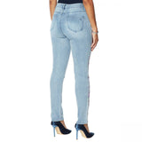 DG2 by Diane Gilman Women's Plus Stretch Embroidered Stripe Skinny Jean