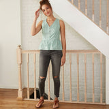Universal Thread Women's Floral Eyelet Peplum Tank Top Blouse