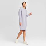 Prologue Women's Long Sleeve Boxy Crewneck Textured Dress