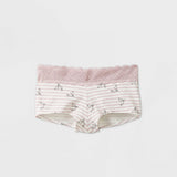 Auden Women's Striped Floral Cotton Boyshort with Lace Waistband GP985