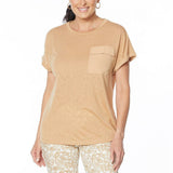 DG2 by Diane Gilman Women's Burnout Slub Jersey Knit Pocket T-Shirt