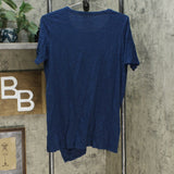 DG2 by Diane Gilman Women's Draped And Gathered Knot Side T-Shirt Navy Medium