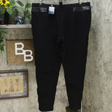 JM Collection Woimen's Plus Size Faux Leather Trim Ponte Pants