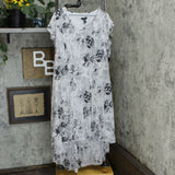 H by Halston Plus Size Rose Print Cap Sleeve Sleeve Hi-Low Dress
