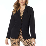 IMAN Women's Plus Size Global Chic Luxury Resort Blazer With Printed Cuffs