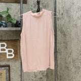 A New Day Women's Regular Fit Sleeveless Mock Neck Satin Blouse Pink Medium