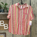 Stars Above Women's Striped Simply Cool Short Sleeve Button-Up Pajama Shirt