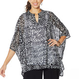 Nina Leonard Women's Printed Chiffon Kimono Tunic With Tank Top