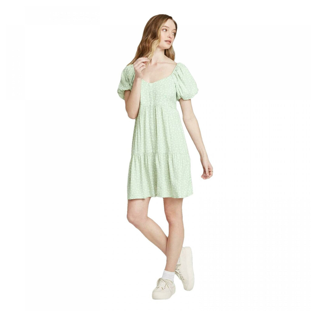 Wild Fable Women's Short Puff Sleeve Round Neck Babydoll Mini Dress Biggybargains Wild Fable Women's Short Puff Sleeve Round Neck Babydoll Mini Dress Biggybargains