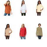 Denim & Co. Women's Roll Tab Sleeve Button Front Soft Utility Tunic Blouse