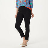Denim & Co Plus Stretch Denim Wide Waistband Seaming Detail Ankle Jeans