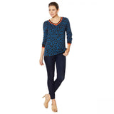 Lemon Way Women's Animal Print Varsity Sweater