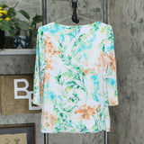 Susan Graver Women's Floral Liquid Knit Bateau Neck Top