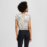 Xhilaration Women's Floral Short Sleeve Sleeveless Ruffle Blouse Shirt Top