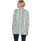 Martha Stewart Women's Watercolor Stripe Long Sleeve Blouse