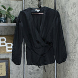 Prologue Women's Long Sleeve Wrap Blouse Black Medium