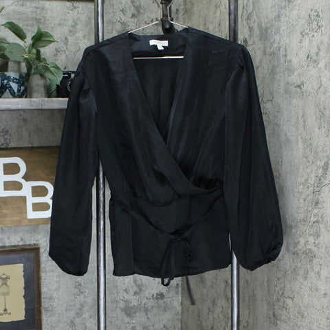 Prologue Women's Long Sleeve Wrap Blouse Black Medium