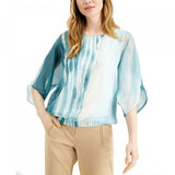 Alfani Women's Smocked Tie Dyed Blouse