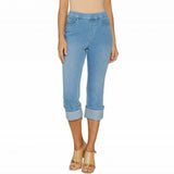 Belle by Kim Gravel Women's Flexibelle Pull On Cuffed Capri Jeans