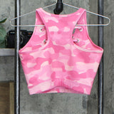 WVVY Power Core Knit Lace Up Sports Bra Pink Camo Medium
