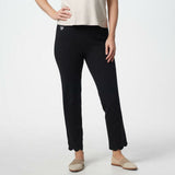 Quacker Factory Women's DreamJeannes Pull-on Scalloped Ankle Pants