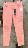 DG2 by Diane Gilman Women's Tall Floral Applique Sorbet Ankle Jeans