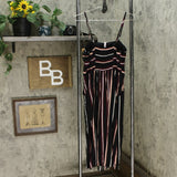 Xhilaration Women's Striped Sleeveless Square Neck Side Button Midi Dress