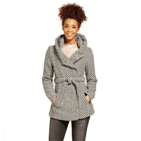 Xhilaration Women's Faux Wool Wrap Jacket White / Black Medium