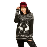 Mossimo Women's Reindeer Pattern Pullover Sweater Black Large