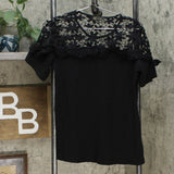 DG2 by Diane Gilman Women's Crochet and Ruffle Shirt Black Small