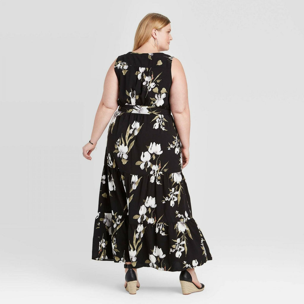 Ava & Viv Women's Plus Size Floral Sleeveless Tiered Maxi Dress – Biggybargains