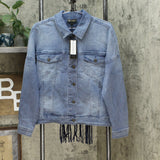 DG2 by Diane Gilman Women's Fringed Star Stretch Denim Jean Jacket