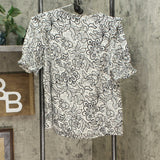Who What Wear Women's Floral Print Ruffle Short Sleeve Blouse