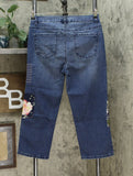DG2 by Diane Gilman Women's Embroidered Stretch Denim Cropped Jeans