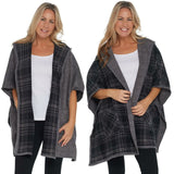 Cuddl Duds Women's Reversible Fleece Hoodie Wrap Jacket