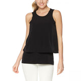DG2 by Diane Gilman Women's Plus Size Mixed-Media Easy Tank Blouse