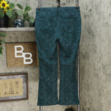 DG2 by Diane Gilman Women's Pull On Boot Cut Pants Green Snake Petite Medium