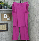 AnyBody Women's Cozy Knit Pleated Lace Pajama Set