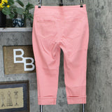 Belle by Kim Gravel Women's Flexibelle Pull-On Cuffed Jeans Sunrise Pink 12