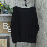 Skinnygirl Plus Size Casey Boatneck Rib Knit Sweater Black 1X