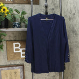 JM Collection Studded 3/4 Sleeve Open Front Cardigan Sweater