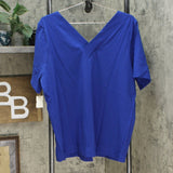 Denim & Co. Women's Plus Essentials Crossover V-Neck Short Sleeve Top