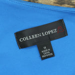 Colleen Lopez Women's Asymmetric Off-Shoulder Flounce Top Ocean 1X