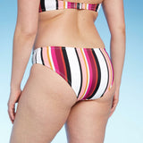 Kona Sol Women's Vertical Stripe Medium Coverage Hipster Bikini Bottom