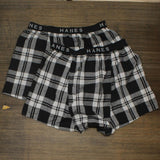 Hanes LOT OF 2 Mens Cotton Plaid Boxers Black Plaid L