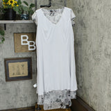 H by Halston Plus Size Rose Print Cap Sleeve Sleeve Hi-Low Dress