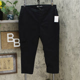 DG2 by Diane Gilman Women's Petite Cropped Stretch Twill Cargo Jegging Black PXL