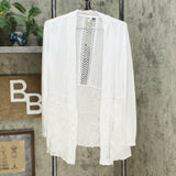 Rhonda Shear Women's Crochet Back Cardigan White Medium