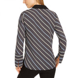Anne Klein Women's Milano Striped Wide Cuff Blouse